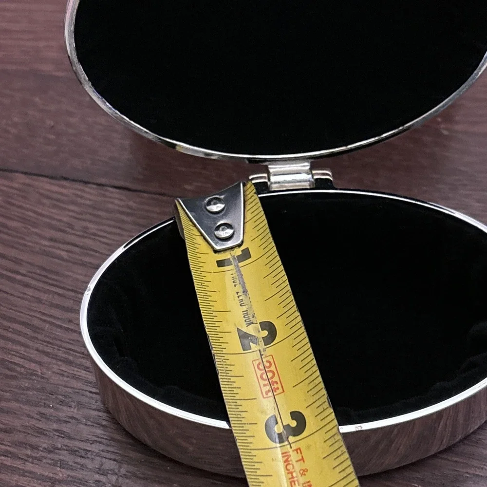 Madison Studio Silver Plated Engraveable Oval Shaped Trinket Jewelry Box